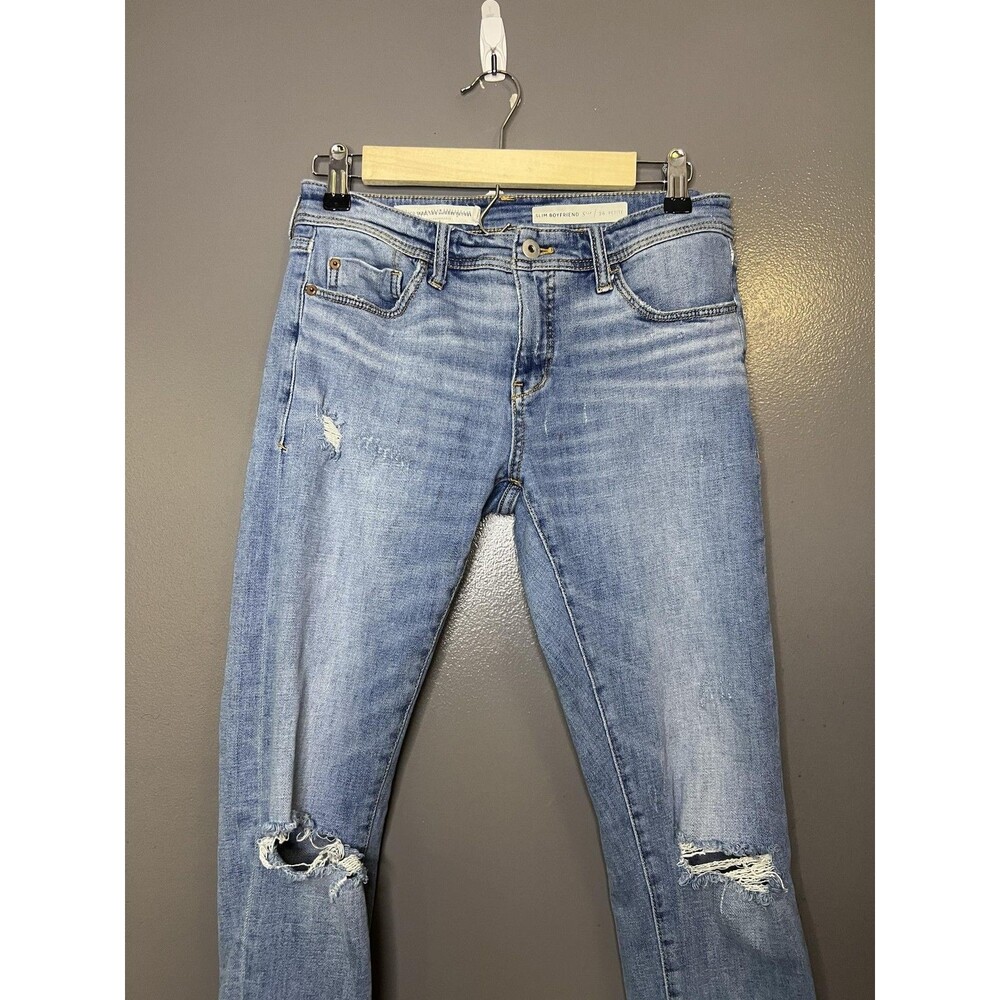 Pilcro Anthropologie Slim Boyfriend Jeans Womens 26P Light Wash Distressed Denim